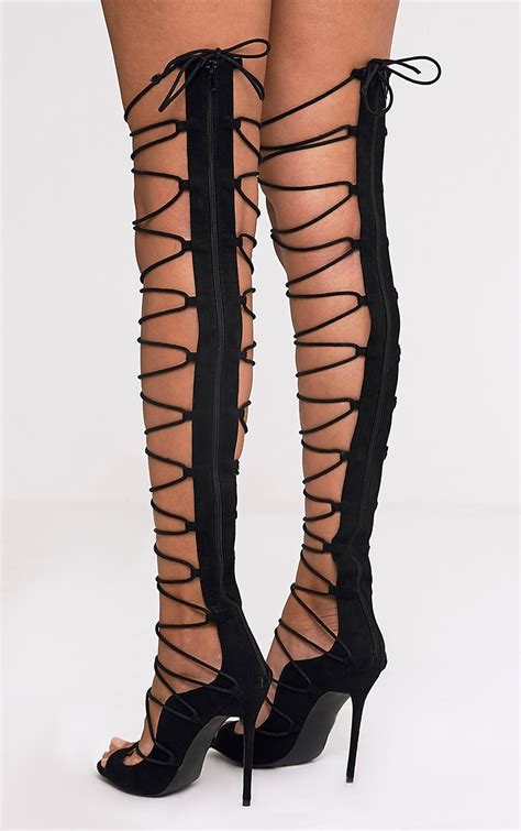 thigh high lace up sandals